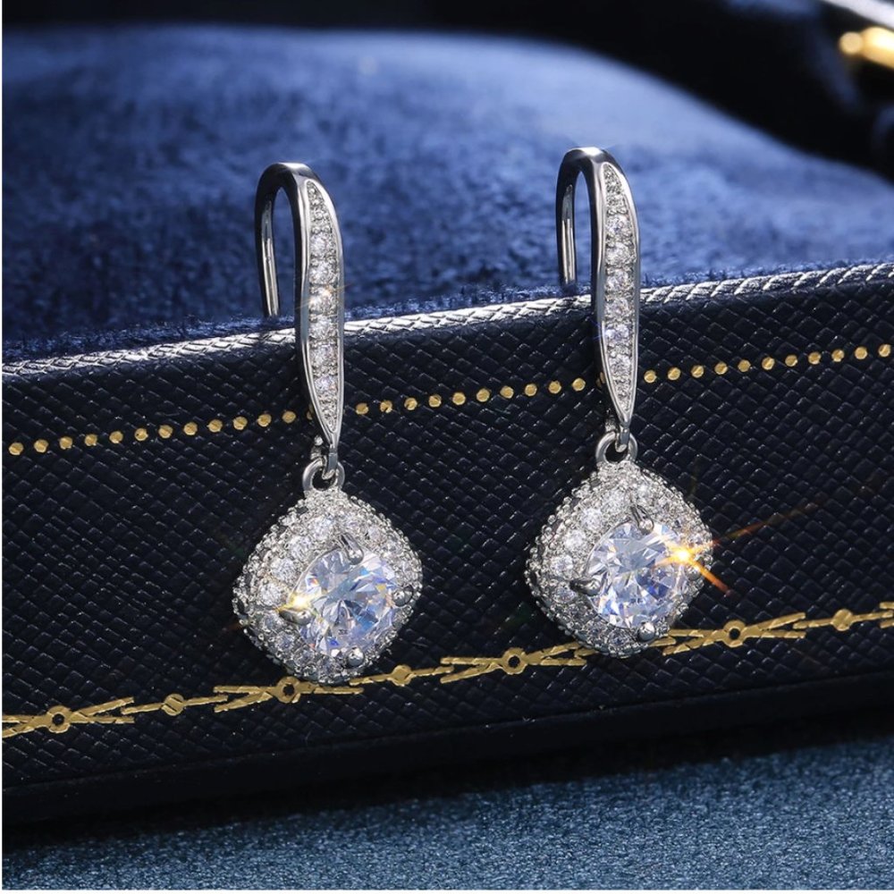 Simulated Diamond Drop Earrings - Picture 3 of 13